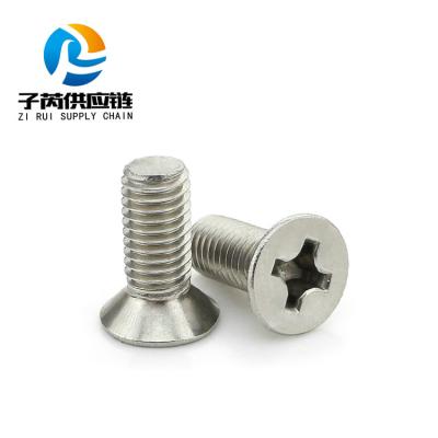 China DIN965 Stainless Steel M2 M2.5 M3 M4 M5 M6 Flat Metric Customized Cross Recessed Flat Countersunk Head Machine Screw for sale