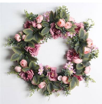 China Festival Performance Decoration Simulation Eucalyptus Garland Props Garland Grass Ring Decoration Christmas Door Knocker Simulation Plant Garland for sale