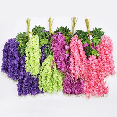 China Silk flower the transitional wedding wisteria simulation green leaf artificial flower string of home decoration walk decoration flower for sale