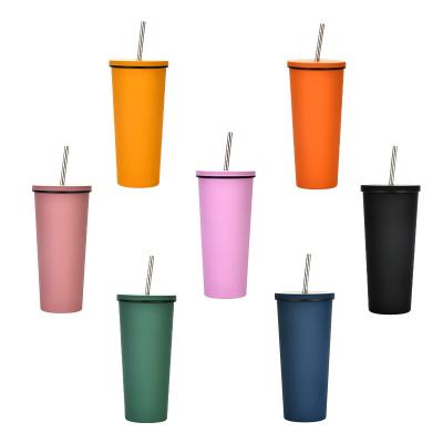 China 700ml Viable Large Capacity Double Layer 304 Stainless Steel Straw Cup Vacuum Outdoor Insulation Cup for sale