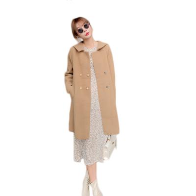 China Stock Ladies Nylon Sweater Lapel Winter Wear Anti-Wrinkle Large Windproof Plus Size Women High End Pea Coat for sale