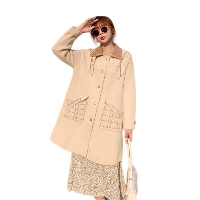 China Anti-wrinkle now fashion ladies winter lattice women mix double collar trench jacket over classing woolen coats running fall for sale