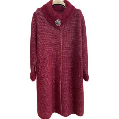 China 2021 Anti-wrinkle cardigan sweater womens ladies coats for ladies long coat red coat Christmas gift for sale