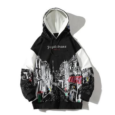 China Anti-pilling 2021 custom hoodie factory men oversized printed loose hip-hop pullover autumn and winter for sale