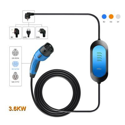 China Portable Electric Vehicle 16A EVSE Cable Electric Car EV Charging Cable Type Electric Vehicle - 2 Charger for sale