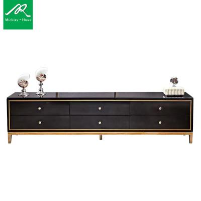 China Modern post-modern gold-plated TV cabinet, stainless steel storage cabinet, fashion high-grade floor cabinet for sale