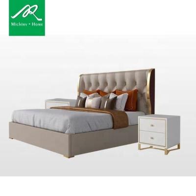 China Modern American Light Double Bed Luxury Leather Postmodern Single Head Leather Bed for sale