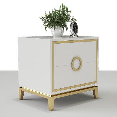 China Modern High Gloss White Color Bed Side Table Modern Bedside Table With Drawers for sale