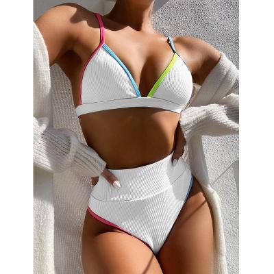 China Plus Size Custom Swimwear With Logo Biquini Brazil Woman High Cut Rib Bikini Swimwear Cover Up Swimwear Set for sale