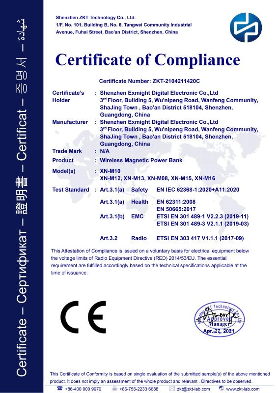 CE - Shenzhen Exmight Digital Electronic Co., Ltd.