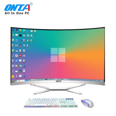 China 27 inch intell core processor portatil curved monitor speaker ONTAI PC all in one PC desktop for sale