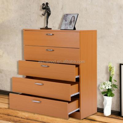 China Wooden chest of 5 drawers (the other) adjustable beech color melamine in living room use for sale