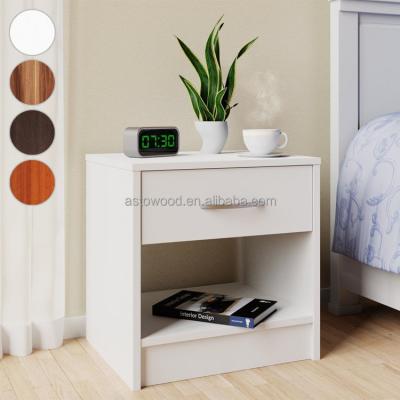 China White Night-stand Bedroom Chest Furniture Storage (Other) Bedside Cabinet Side Cabinet Adjustable Wood Table 1 Drawer for sale