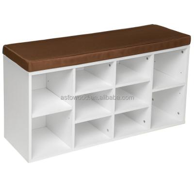 China Cheapest Factory Price (Other) Melamine Adjustable PB Shoe Cabinet Bench With Cushion Storage for sale