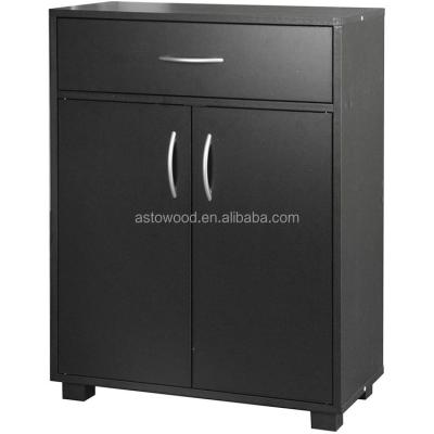 China (Other) Adjustable Storage Cabinet Wood Closet With 2 Doors 1 Drawer Shelves Living Room Bedroom Black Desk for sale