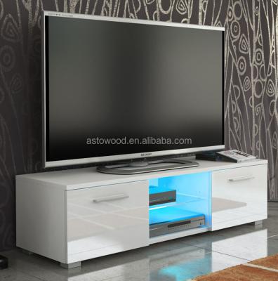 China Adjustable Modern TV Cabinet High Gloss Doors(Others) And RGB LED Lights for sale