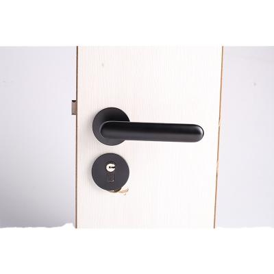 China Household Minimalist Simple Bedroom Black Main Door Handle Home Aluminum Alloy Wooden Door Handle for sale