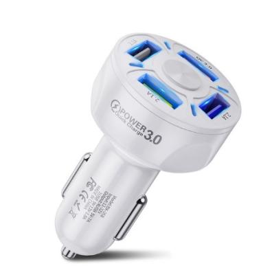 China Car Charger For Xiaomi Mix 3 MI 8 48W QC3.0 Wholesale 5V 7A 4 USB Car Charger Ports USB Car Phone Charger With Blue Lighting For Mobile Phone for sale