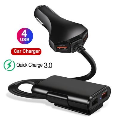 China QC 3.0 Car Charger with Safety Hammer High Quality 4usb Car Charger, Universal 4 Ports USB Car Charger 3.1A with 1.8M Cable for Mobile Phone for sale