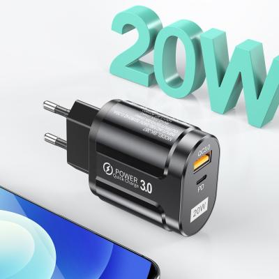 China OEM EU/US/UK Wall Travel Charger 2021 New Arrivals 20W USB C Palladium Wall Charger Portable Mobile Phone Fast Charger For iPhone 12 for sale