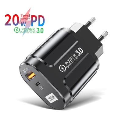 China 2021 Hot Sale 20W Wall Travel Charger Amazon PD Charger Type OEM EU/US/UK QC 3.0 Access C USB Dual Wall Chargers Phone Charger USA EU EU For iPhone 12 for sale