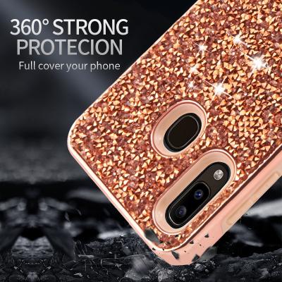 China Glow Diamond Back Case Covers For SAMSUNG A20 Newcomer 2 in 1 Diamond Case For Samsung Galaxy A20 Premium Luxury Phone Case Cover for sale