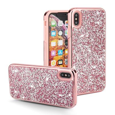 China Glow Diamond Back Case Covers Amazon Best Selling Diamond Phone Case Bling Glitter For Iphone X Case for sale