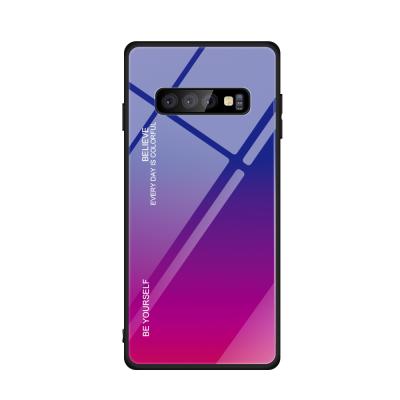 China Gradient Tempered Glass Back Cover Cell Phone Case For Galaxy S10 Luxury Fashionable Design TPU Tempered Glass Back Cell Phone Cover Bumper Case For Samsung For Galaxy S10 S10E Plus S10 for sale