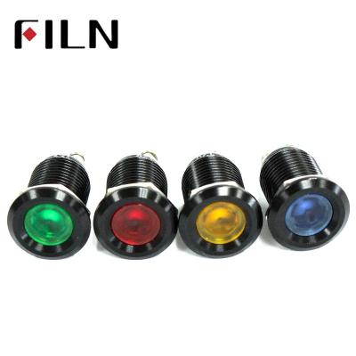 China Waterproof Black Sports Stadiums FILN Home Signal Lamp 12mm Flat LIGHT Metal Signal Light 12V LED Screw Connecting for sale