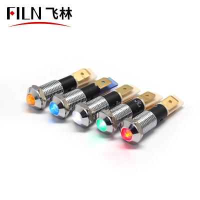 China White Waterproof Stainless Steel Automobiles Metal Signage Filn 10MM 110V LED Warning Light Screw Terminal Solder Pin for sale