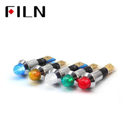 China FILN 10MM 12V 24V Stainless Steel Coffee Machine Yellow Metal Led Indicator Lights Lamp Screw Terminal Solder Pin for sale