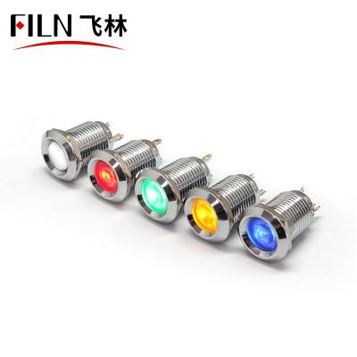 China Filn 12MM Stainless Steel Metal 6V Medical Equipment LED Red Indicator Lights for sale