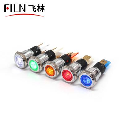 China Blue Waterproof Filn 14MM 12V LED Stainless Steel Household Appliances Metal Indicator Lights Screw Terminal Solder Pin for sale