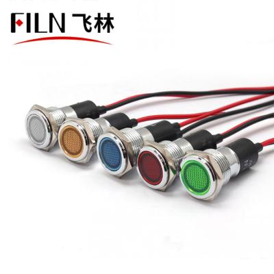 China Waterproof Stainless Steel FILN 16mm 220v 24v 12v Indicator Metal Flat Head With Wire Led Emergency Lamp Red Yellow for sale