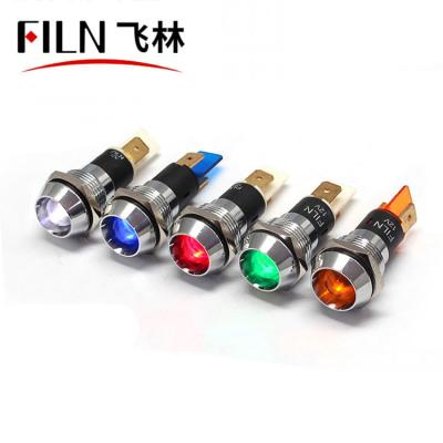 China Long Life 12v24v Industrial Metal FILN 16mm Diameter Blue Alarm Motor Bike Led Warning Light 2 Pins for sale