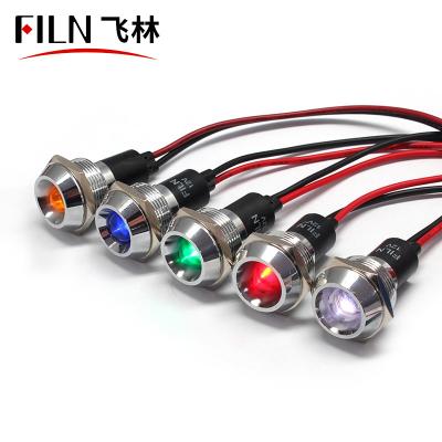 China Shell Pilot Custom Dash Lamp 110V 220V 24V 12V Brass Copper Blue Red Green IP67 FILN LED Signal Light 12v 19mm Metal Signal for sale