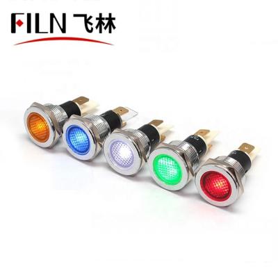 China Hot Sale 19mm Chrome FILN Welding IP67 Flat Head Pin Indicator 110V 220V 12V White Yellow Green Blue Red Signal Led Lights for sale