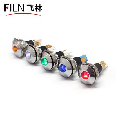 China Stainless Steel Filn 22MM 380V LED Coffee Machine Metal Indicator Lights White Waterproof Screw Terminal Solder Pin for sale