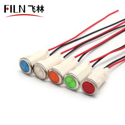 China Sports stadiums plastic led 12.5mm wiren indicator light 12v light red signal lamp with cable for sale