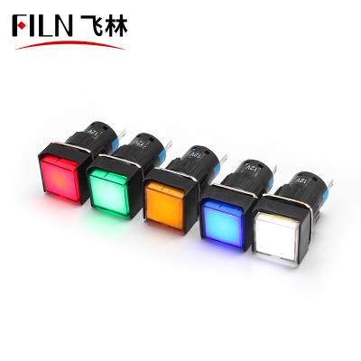 China Type 16mm square plastic push button pilot lamp sodler pins indicator light signal lamp AD16 for sale