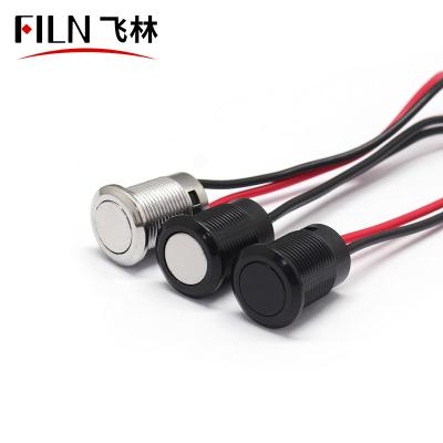 China Home Appliance FILN 12MM 12v 220v Black Metal Push Button Switch Metal Switch Waterproof for sale