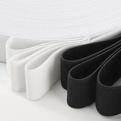 China Custom Size White And Black Knitting Elastic Band Recycled For Bags Garment for sale