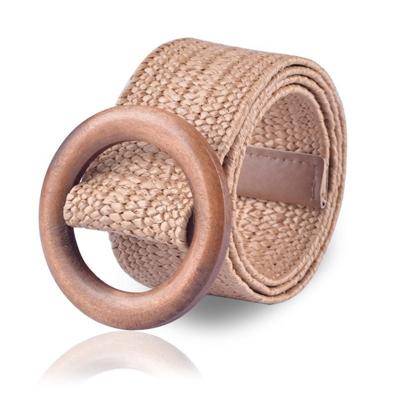 Κίνα New Straw Woven Elastic Stretch Waist Belts for Women, Fashion Ladies Braided Skinny Dress Belt προς πώληση