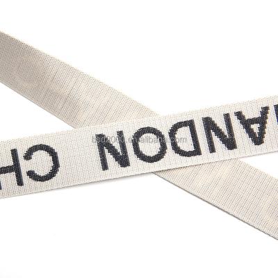 China Custom Printed Logo Cotton Webbing Strap Sustainable Fashion Elastic Band en venta