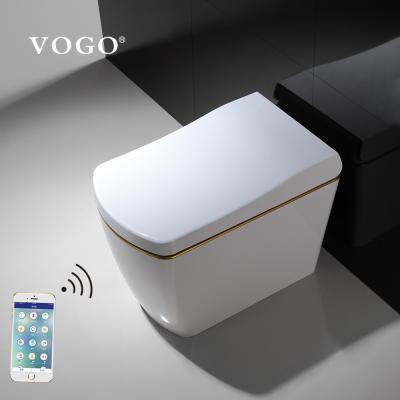 China Automatic Operation Automatic Sensor Flush Gold Plated Smart Bidet One Piece Toilet for sale