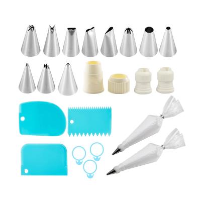 China Sustainable Stainless Steel Accessories 24pcs Baking Tools Cake Decorating Kit Set Supplies for sale