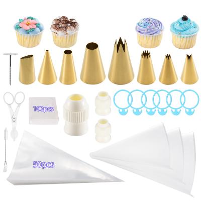 China Sustainable Gold 173 Pieces Stainless Steel Harden Decorating Tips Set Tools Cakes For Baking for sale