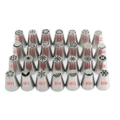 China Viable Cupcake Cake Icing Piping Tips Decorating Kit 304 Stainless Steel Russian Cake Nozzles for sale