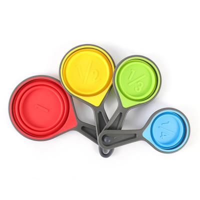 China Viable Collapsible 4 Piece Silicone Measuring Cups and Spoons Sets for sale