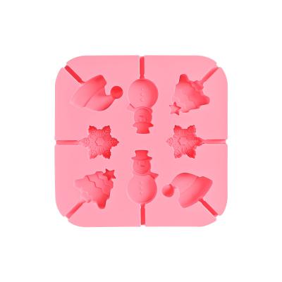 China 8 Grid Mini Christmas Candy For Molds Chocolate Silicone Llollipop Mold Sustainable Hard Candy for sale